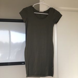 Olive green form fitted t shirt dress!